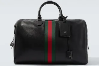 Gucci Web Trademark Medium leather duffel bag