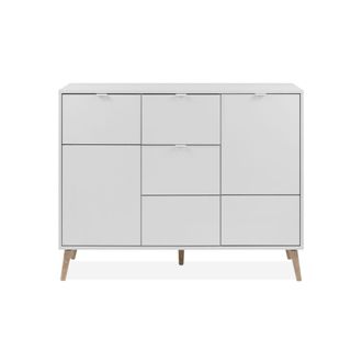 Calicosy Aparador de 3 puertas, 1 cajones efecto en blanco y roble l115 cm