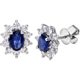 Diamant L'&eacute;ternel Womens 18ct White Gold Diamond and Sapphire Earrings, 0.66ct Weight - One Size