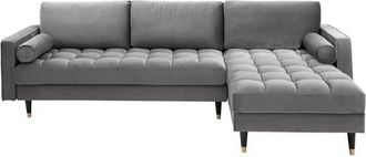 Global Interiors Design Ecksofa Cozy Velvet mit Samtbezug - Grau