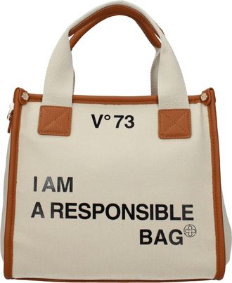 V° 73 Borse a Mano Responsibility bis Donna Tessuto Beige/Cuoio