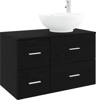 vidaXL Juego De Muebles De Ba&ntilde;o 2 Uds. Roble Negro Vidaxl