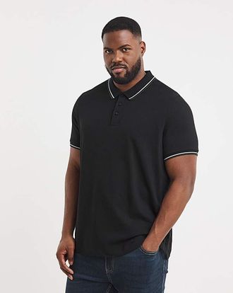Jacamo Pure Cotton Tipped Pique Polo
