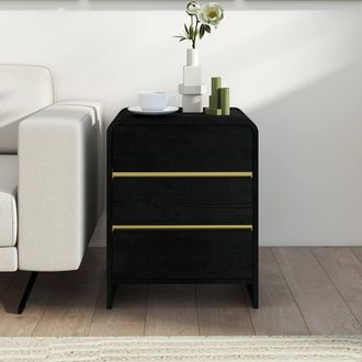 Melody Maison Black 3 Drawer Bedside Table - Meridian Black Range