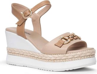 Nero Giardini Womens Platform Wedge Sandals In Latte/taupe Leather