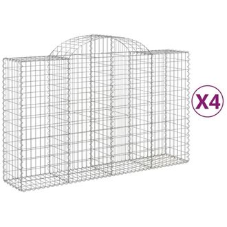 Berkfield Home Arched Gabion Baskets 4 pcs 200x50x120/140 cm Galvanised Iron in Silver