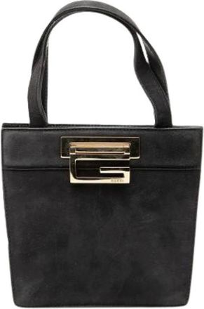 Gucci Pre-owned Handbags, female, Black, Size: ONE SIZE Pre-owned Vintage Suede Handbag