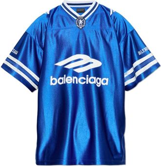 Balenciaga T-Shirts, male, Blue, Size: XL V-neck T-shirt