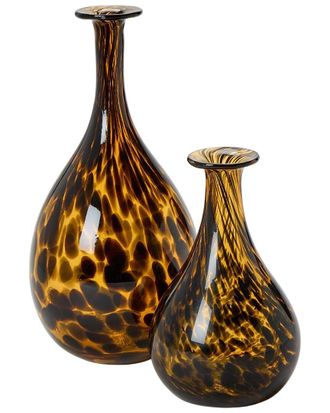 Two's Company Set Of 2 Long Neck Tortoise Print Vases