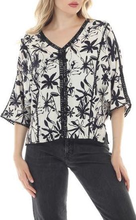 Rain + Rose Floral Wide Sleeve Top in Ivory Multi at Nordstrom Rack, Size X-Large