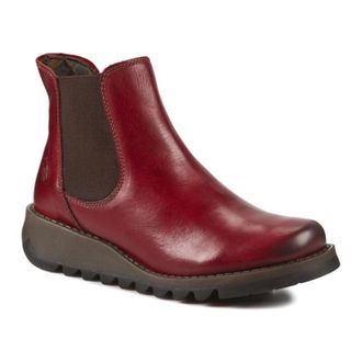 FLY London SALV Rug Leather Womens Ankle Boots - Red - Size:UK 5