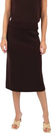 Kinross Cashmere Rib Skirt In Chocolate