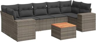 vidaXL Vidaxl - Set De Sof&aacute;s De Jard&iacute;n 8 Pzas Y Cojines Rat&aacute;n Sint&eacute;tico Gris