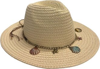 MARCUS ADLER Shell Trim Straw Hat