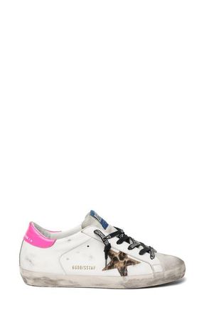 Golden Goose Super-Star Genuine Calf Hair Sneaker in Ice/White/Brown Leo/Fuchsia at Nordstrom, Size 8Us