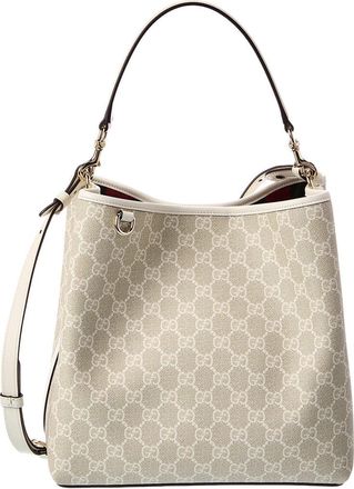 Gucci Gg Emblem Medium Gg Supreme Canvas & Leather Bucket Bag