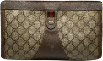 Gucci Pre-owned Ophidia Vintage Clutch - Dames - Vintage Clutch - Bruin - ONE Size - Leer - Vintage
