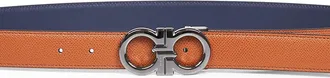 Ferragamo Mens Belt Gancini Reversible Two-Tone Brown Calf Leather