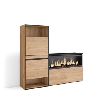 Skraut Home Zapatero, Armario Zapatos Botas, 167x145x35 Cm, Dormitorio, Habitaci&oacute;n, Chimenea El&eacute;ctrica Xxl, Estilo Moderno, Roble - Skraut Home