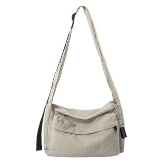 Generic Cymwer Nylon Plaid Shoulder Bag Checkered Crossbody Bag for Women Shopping (Grey)