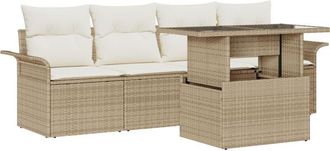 vidaXL Garden Sofa Set with Cushion 5 pcs Beige Poly rattan vidaXL