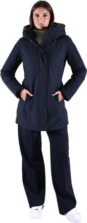 Woolrich Faux Fur Parka met Afneembare Capuchon - Dames - Parka Jassen - Blauw - 2XL - Katoen - Jassen