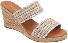 Andr&eacute; Assous Nolita Wedge Slide Sandal in Natural/Silver at Nordstrom Rack, Size 10