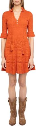 Zadig&Voltaire Memphis Cotton Pointelle Dress in Tangerine at Nordstrom, Size X-Small