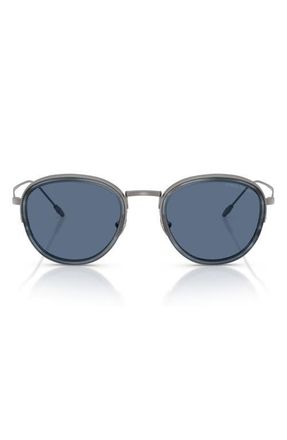 A|X Armani Exchange 50mm Round Sunglasses in Gunmetal/dark Blue at Nordstrom
