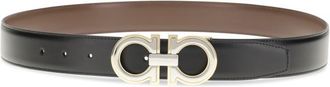 Ferragamo Black Gancini Solid Reversible Belt