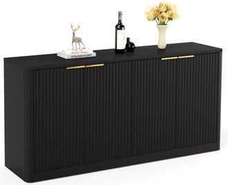 STILVORA Aparador Con 4 Puertas, Mueble De Almacenaje Versatil Para Salon Y Cocina, En Mdf, Negro