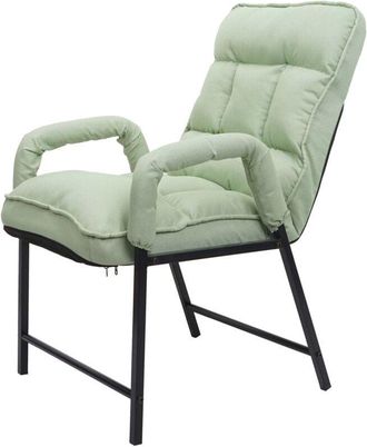 Hhg Sedia poltrona imbottita relax regolabile 127 metallo tessuto verde
