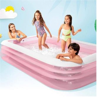 Trade Shop Trade Shop - Piscina Gonfiabile Rosa Rettangolare Family Bambini 305x183x56 Cm Giardino 58487
