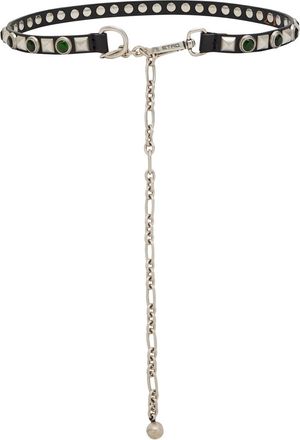 Etro Embellished Leather Chain Belt - Black - S (UK8-10 / S)