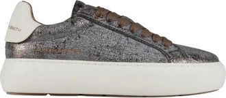 Alexander Smith Soho Donna in gebarsten gelamineerd brons leer en witte hak - Dames - Sneakers - Grijs - 37 EU - Leer - Schoenen