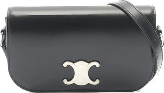 Celine 2020s Triomphe leather shoulder bag - Black