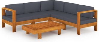 vidaXL Vidaxl - Muebles De Jard&iacute;n 6 Pzas Con Cojines Gris Oscuro Madera Acacia