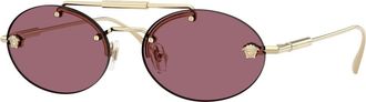 Versace Ve 2295 Oval Zonnebril - Dames - Zonnebrillen - Geel - 56 MM - Accessoires