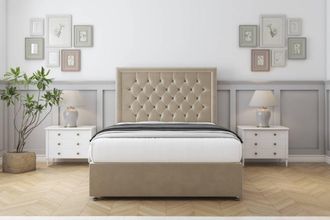 Comfort Beds Rio Coniston Divan Set 2 Drawers-54 Headboard in Light Beige | Size: Super King