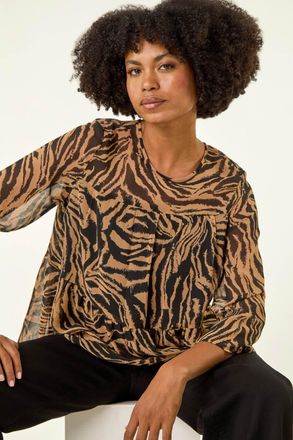 Roman Animal Print Tiered Top