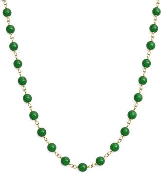 Jewelmak 14K Green Jade Necklace