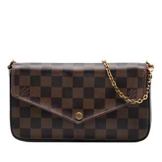Louis Vuitton Pre-owned Womens Damier Ebene Pochette Felicie - Dark Brown Textile - One Size
