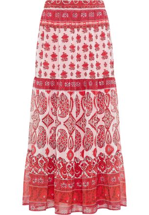 Usha Gelaagde rok Dames Rood Veelkleurig