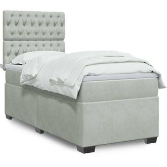 vidaXL Vidaxl - Cama Box Spring Con Colch&oacute;n Terciopelo Gris Claro 90x190 Cm