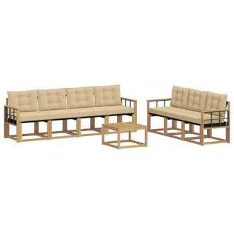 vidaXL Conjunto De Sof&aacute;s De Exterior Con Coj&iacute;n 8 Pcs Y Beige Vidaxl