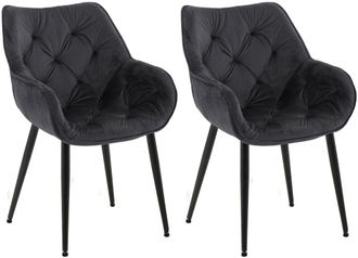 Clp Clp - Set De 2 Sillas De Comedor Tanna En Terciopelo Negro
