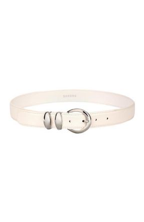 Sandro Leather belt with metal buckle in White at Nordstrom, Size Medium