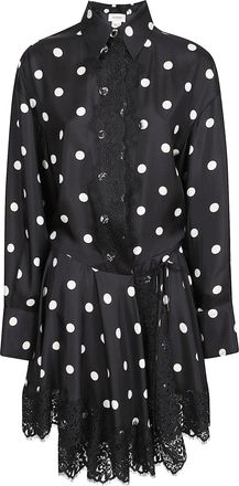 Sportmax Pois Twill Silk Chemisier Dress