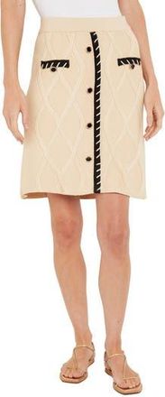 Misook Button Front A-Line Sweater Skirt in Biscotti/black at Nordstrom Rack, Size Xx-Small