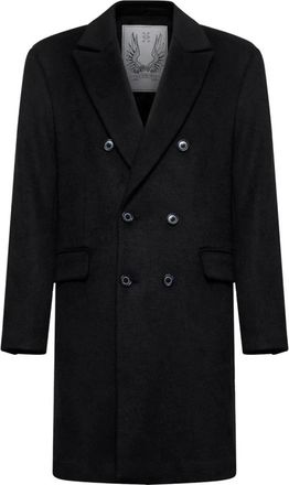 John Richmond Double-Breasted Jas - Heren - Mantel - Zwart - 3XL - Wol - Jassen